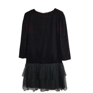VTG Colby Brooke Black Velvet Mesh Drop Waist Mini Dress Sz 10 Iridescent  USA
